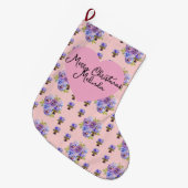 Shabby Floral Pastel Blue Christmas Girls Name Großer Weihnachtsstrumpf (Vorderansicht (hängend))