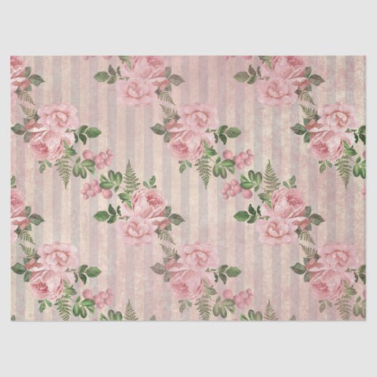 Shabby Floral Pink Series Design 6 Seidenpapier (Vorderseite)