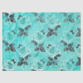 Shabby Floral Turquoise Series Design 4 Seidenpapier
