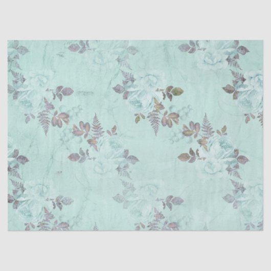 Shabby Floral Turquoise Series Design 5 Seidenpapier (Vorderseite)