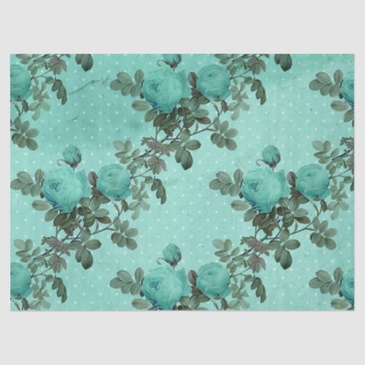 Shabby Floral Turquoise Series Design 7 Seidenpapier (Vorderseite)