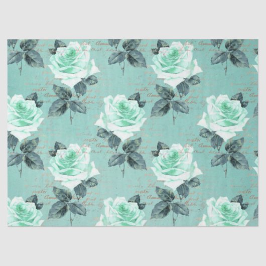 Shabby Floral Turquoise Series Design 9 Seidenpapier (Vorderseite)