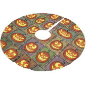 Shabby Halloween, Vintager Hintergrund. Polyester Weihnachtsbaumdecke (Schrägansicht)