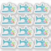 Shabby Hütte Chic Nähmaschine Blumenplaner Aufkleber (Vorderseite)