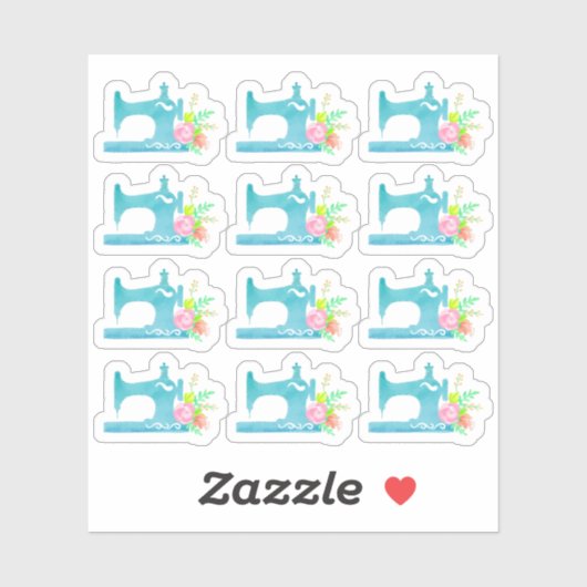 Shabby Hütte Chic Nähmaschine Blumenplaner Aufkleber (Blatt)