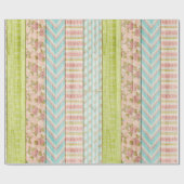 Shabby Hütte Chic Rose Rustic Wood Floral Geschenkpapier (Flach)