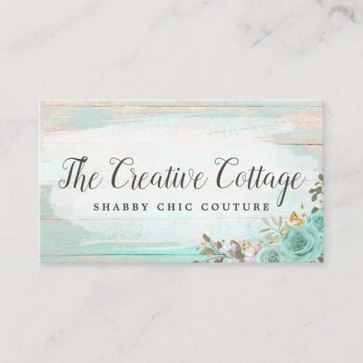 Shabby Hütte Chic Rustic Wood Floral Loyalty Visitenkarte (Vorderseite)