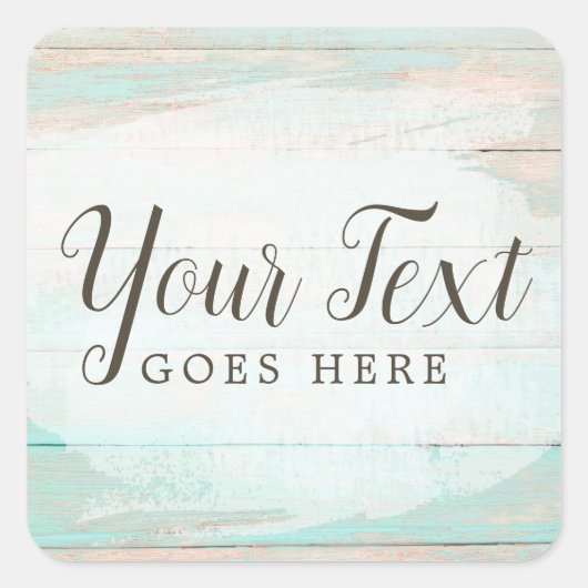Shabby Hütte Chic Türkis Rustic Chippy Wood Quadratischer Aufkleber (Vorderseite)