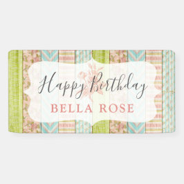 Shabby Hütte Pink Rose Baby Girl Happy Birthday Banner