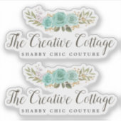 Shabby Hütte Türkisfarbenes Rustikales Holzlogo Aufkleber (Vorderseite)