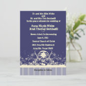 Shabby Lace Blue Hochzeit Einladung (Stehend Vorderseite)