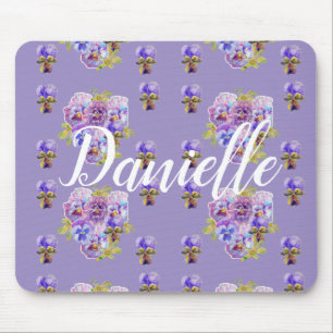 Shabby Lila Pansy floral Computer Maus Mat Pad Mousepad