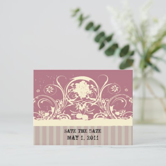 Shabby Lilac Save the Date Ankündigungspostkarte (Stehend Vorderseite)