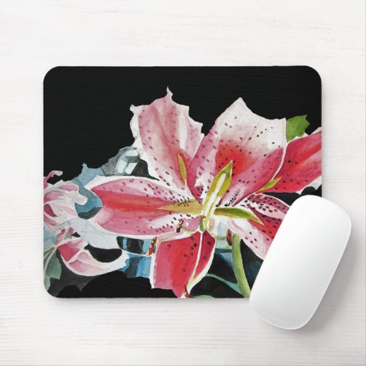 Shabby Lily Lilien Art Computer Mouse Mat Pad Mousepad (Mit Mouse)
