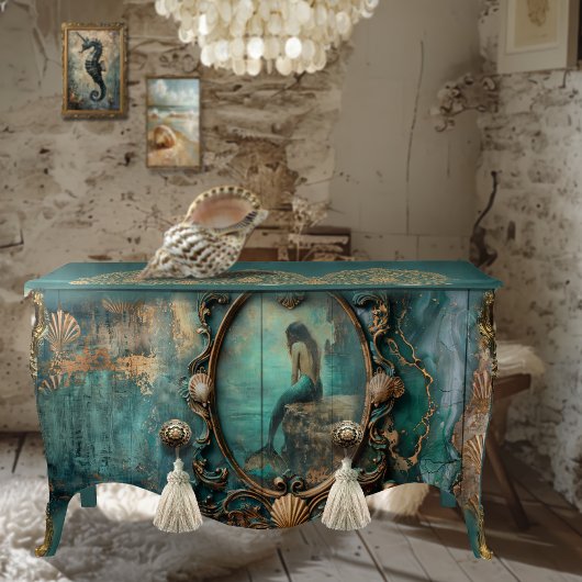Shabby Mermaid, Fantasy, Barock Muscheln Seidenpapier
