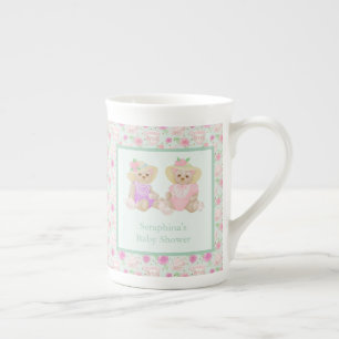Shabby Mint Teddy Bear Tea Party Babydusche Porzellantasse