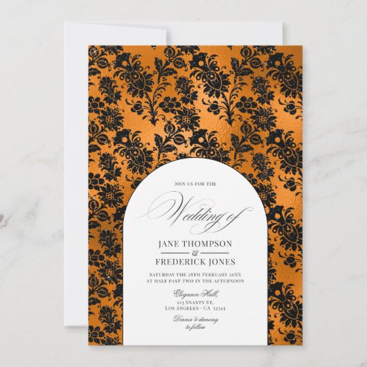 Shabby Orange und Black Gothic Einladung (Vorderseite)