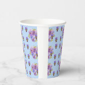 Shabby Pansy Floral Blue Gingham Blume Girls Pappbecher (Rechts)