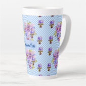 Shabby Pansy Floral Blue Gingham Blume Girls Tasse (Rechte Ecke)