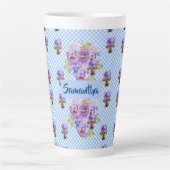 Shabby Pansy Floral Blue Gingham Blume Girls Tasse (Vorderseite)