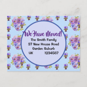 Shabby Pansy neue Adresse Postcard, wir bewegen un Postkarte