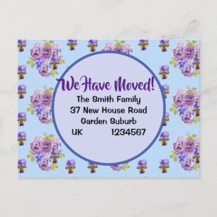 Shabby Pansy neue Adresse Postcard, wir bewegen un Postkarte