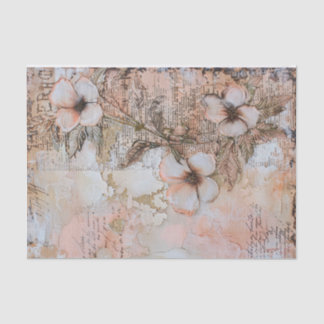 Shabby Peach Pink Floral Decoupage Seidenpapier