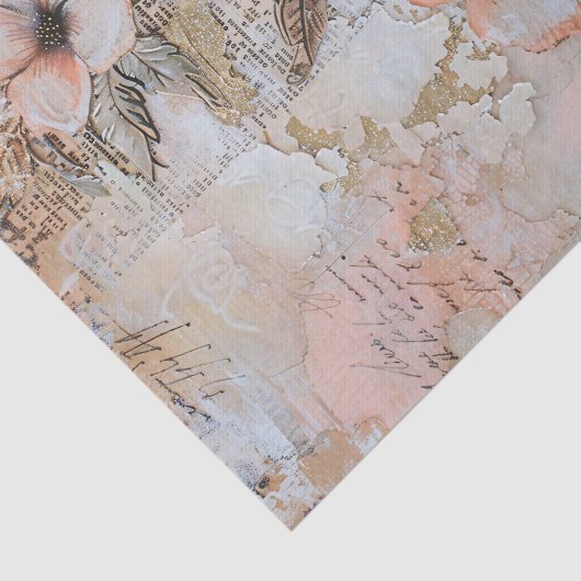 Shabby Peach Pink Floral Decoupage Seidenpapier (Ausschnitt)