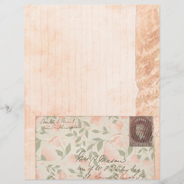 Shabby Peach Pink Scrapbook Paper (Vorderseite)