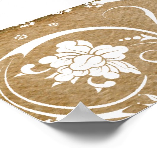 Shabby-Pergament und Spitzentabelle Poster (Ecke)