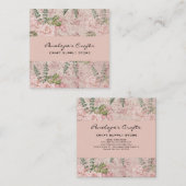 Shabby Pink Floral Square Business Card Quadratische Visitenkarte (Vorne/Hinten)