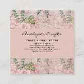 Shabby Pink Floral Square Business Card Quadratische Visitenkarte (Rückseite)