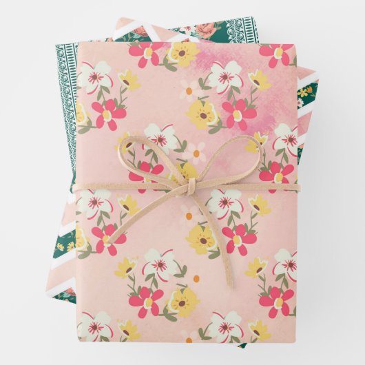 Shabby Pink Green Garden Geschenkpapier Set (Beispiel)