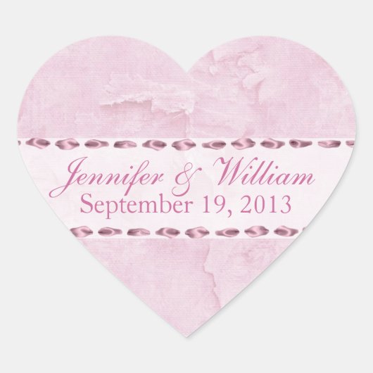 Shabby Pink Heart Custom Wedding Sticker (Vorderseite)