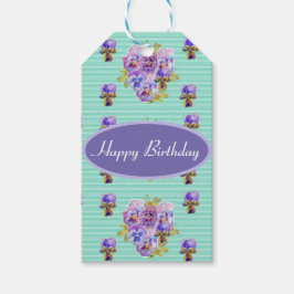 Shabby Pink Pansy Floral Party Lila Strip Geschenk Geschenkanhänger