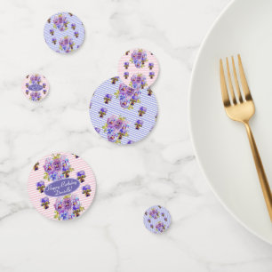 Shabby Pink Pansy Floral Party Lila Stripteffe Konfetti