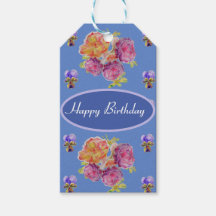 Shabby Pink Pansy Floral Rose Blue