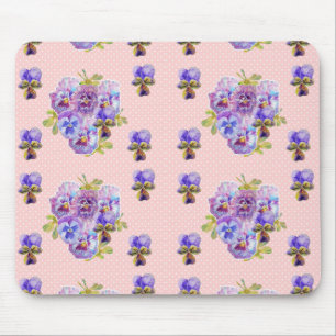 Shabby Pink Pansy florale Computer Maus Mat Pad Mousepad