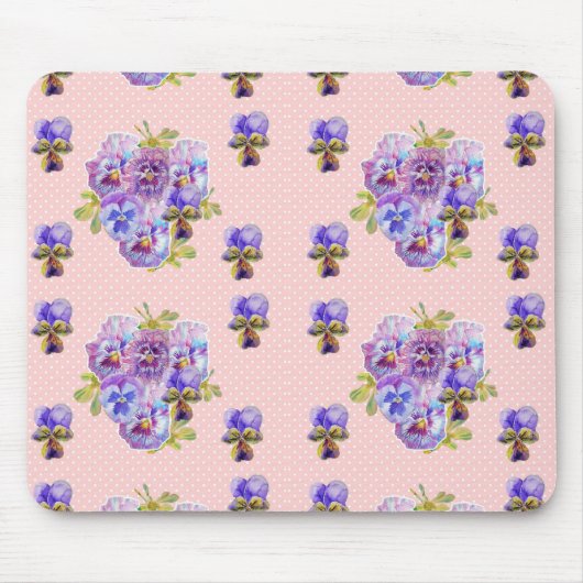 Shabby Pink Pansy florale Computer Maus Mat Pad Mousepad (Vorne)