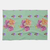 Shabby Pink Rose auf Green Floral Kitchen Handtuch (Horizontal)