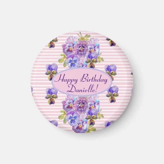 Shabby Pink Rose Blumenkohl Tee Party Lila Magnet (Vorne)