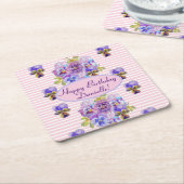 Shabby Pink Rose Blumenkohl Tee Party Lila Rechteckiger Pappuntersetzer (angewinkelt)