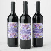 Shabby Pink Rose Blumenkohl Tee Party Lila Weinetikett (Flaschen)