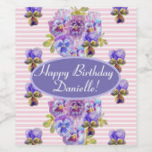 Shabby Pink Rose Blumenkohl Tee Party Lila Weinkel Weinetikett (Einzelnes Label)