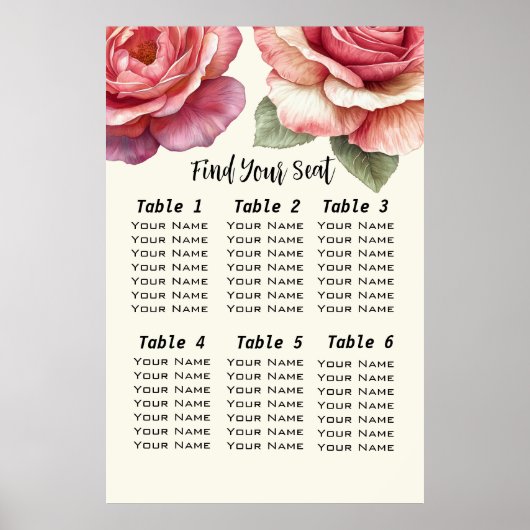 Shabby Pink Rose Find Your Seat Poster (Vorne)