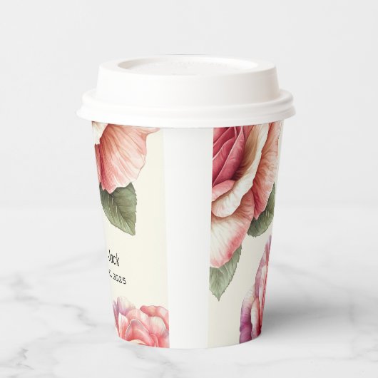 Shabby Pink Rose Pappbecher (Links)