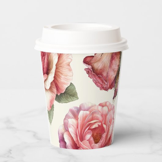 Shabby Pink Rose Pappbecher (Rückseite)