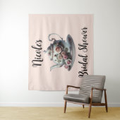 Shabby Pink Rose Vines Floral Bridal Teedusche Wandteppich (Beispiel)