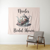 Shabby Pink Rose Vines Floral Bridal Teedusche Wandteppich (Beispiel (Horizontal))