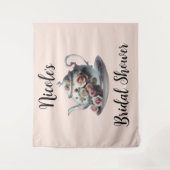 Shabby Pink Rose Vines Floral Bridal Teedusche Wandteppich (Vorderseite)